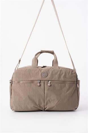 Siyah Günlük Seyahat Çantası Su Geçirmez İthal Krinkıl Kumaş Çok Gözlü Bölmeli Astarlı 5447