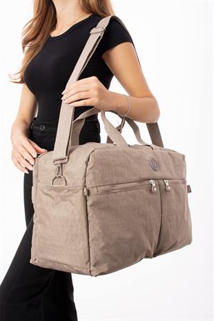 Siyah Günlük Seyahat Çantası Su Geçirmez İthal Krinkıl Kumaş Çok Gözlü Bölmeli Astarlı 5447