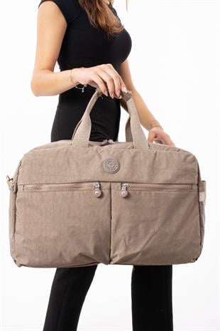 Siyah Günlük Seyahat Çantası Su Geçirmez İthal Krinkıl Kumaş Çok Gözlü Bölmeli Astarlı 5447