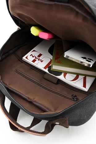 Siyah Kenyon Cox kanvas a kalite Erkek Sırt Çantası Kanvas Kumaş Ebat 42Cm32Cm