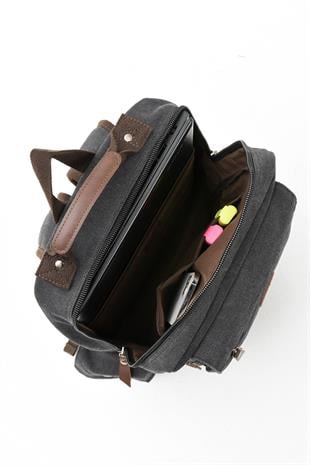 Siyah Kenyon Cox kanvas a kalite Erkek Sırt Çantası Kanvas Kumaş Ebat 42Cm32Cm