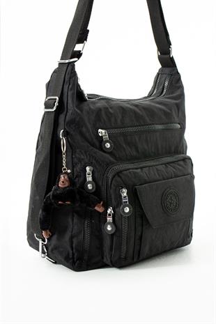 Siyah Kırinkıl kumaş sırt ve kol çantası çift kullanımlı su geçirmez kumaş çanta 