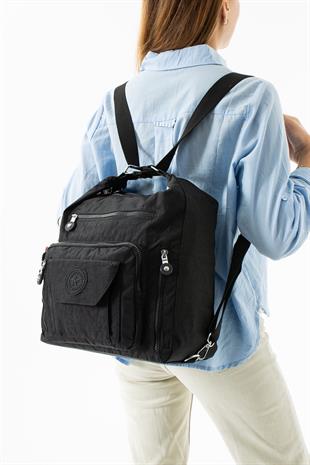 Siyah Kırinkıl kumaş sırt ve kol çantası çift kullanımlı su geçirmez kumaş çanta 