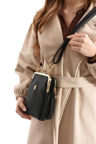 Siyah klipsli çanta postacı model ebat 20cm15