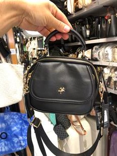 Siyah Küçük el ve çapraz askılı çok gözlü şık tasarım nas bags 1444 ebat 20cm15