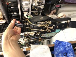 Siyah Küçük el ve çapraz askılı çok gözlü şık tasarım nas bags 1444 ebat 20cm15