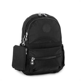 Siyah Küçük kırınkıl kumaş sırt çantası ebat 28cm22