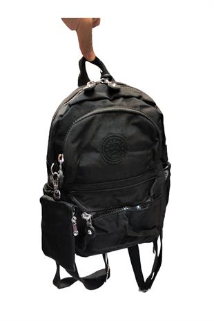 Siyah Küçük kırınkıl kumaş sırt çantası ebat 28cm22