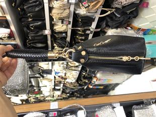 Siyah Örgü askılı kadın omuz çantası orta ebat 25cm15