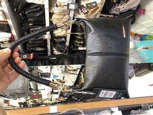 Siyah Örgü askılı kadın omuz çantası orta ebat 25cm15