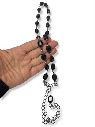 Siyah Renk Kadın Kemer Oval Taş  Abiye Elbise Kemeri  75 Cm Taş Kısmı 20Cm Zincir 105 Cm 