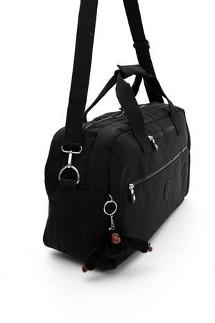 Siyah Sanmorris Unisex Su Geçirmez Buruşuk Kumaş Çapraz Seyahat ve Spor Çantası