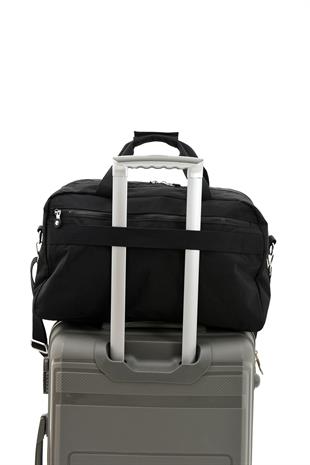 Siyah Sanmorris Unisex Su Geçirmez Buruşuk Kumaş Çapraz Seyahat ve Spor Çantası