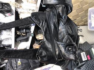 Siyah Yıkanmış deri iki gözlü kadın omuz çantası ebat 30cm32 