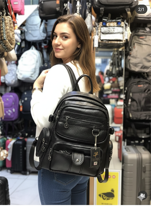 SUNİ DERİ Nas Bag Kadın Sırt Çantası Siyah 