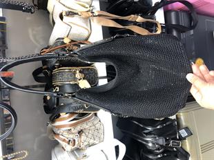 Taş siyah omuz çantası taşlı nas marka ebat 25cm30cm siyah