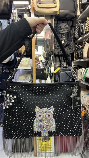 Taşlı kot çanta. Omuz çantası ebat 40cm30