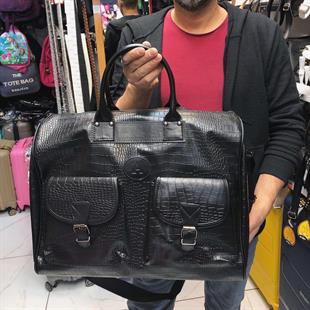 Unisex Siyah Kroko El Valizi Seyahat Çantası boyut 47cm37cm27 cm