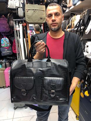 Unisex Siyah Kroko El Valizi Seyahat Çantası boyut 47cm37cm27 cm