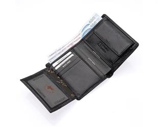 Westpolo Acel Hakiki Deri Bozuk Para Bölmeli Erkek Cüzdan - Siyah