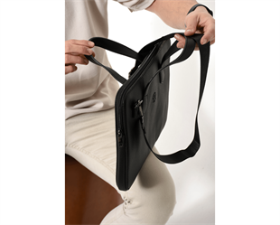 Westpolo Vegan Deri Slim Model El ve Omuz Askılı Laptop Çantası - Siyah