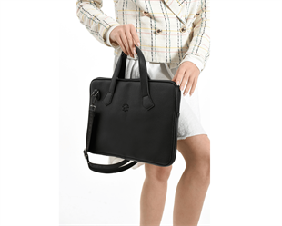 Westpolo Vegan Deri Slim Model El ve Omuz Askılı Laptop Çantası - Siyah