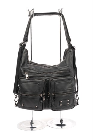 Yıkanmış deri çanta ebat 37cm35 sırt ve omuz kol çantası 