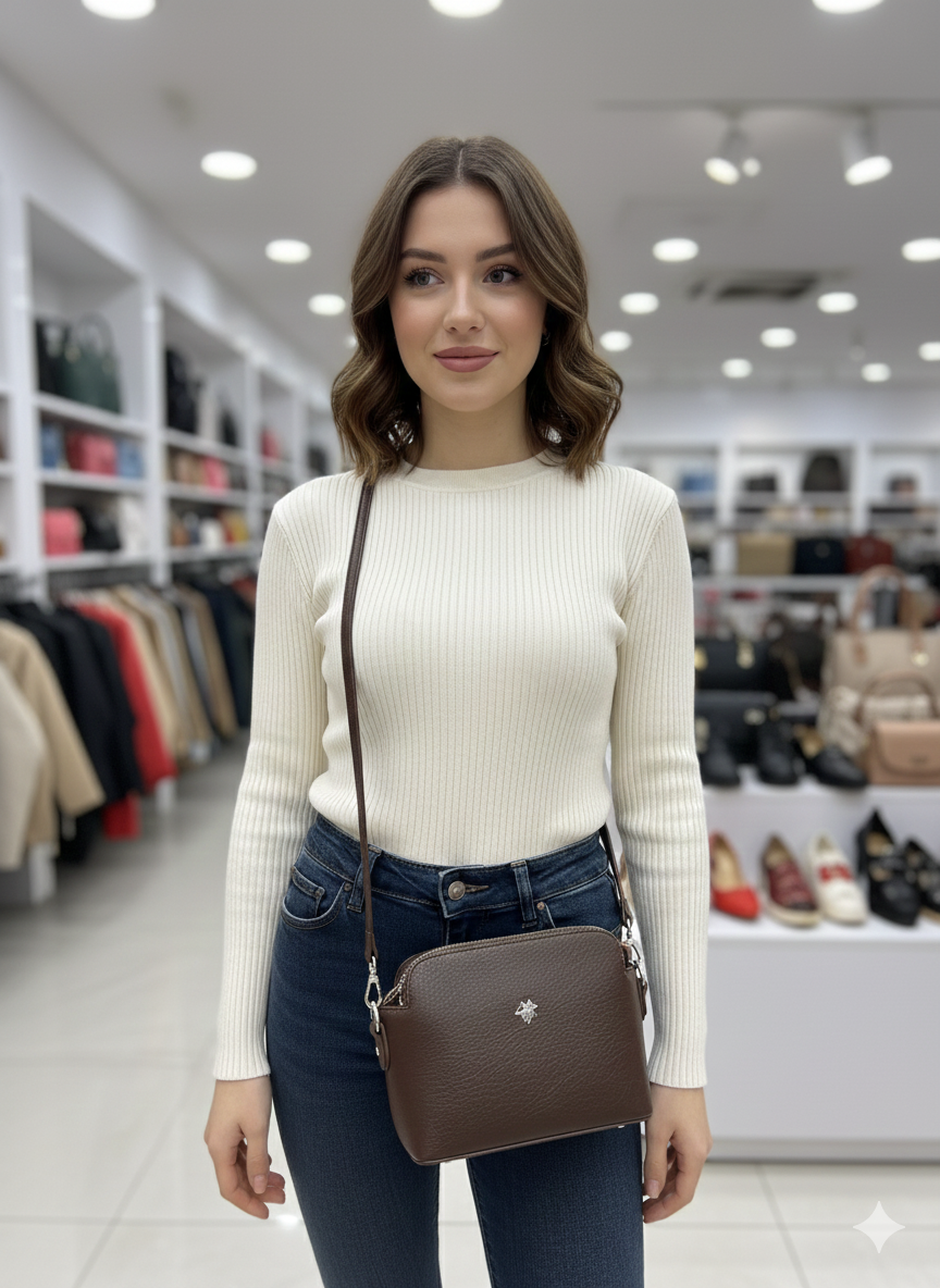 1483 Nas Bag Kadın Omuz ve Çapraz Zincirli ve Uzun Çift Askılı (20x15 cm)kahve vctoria