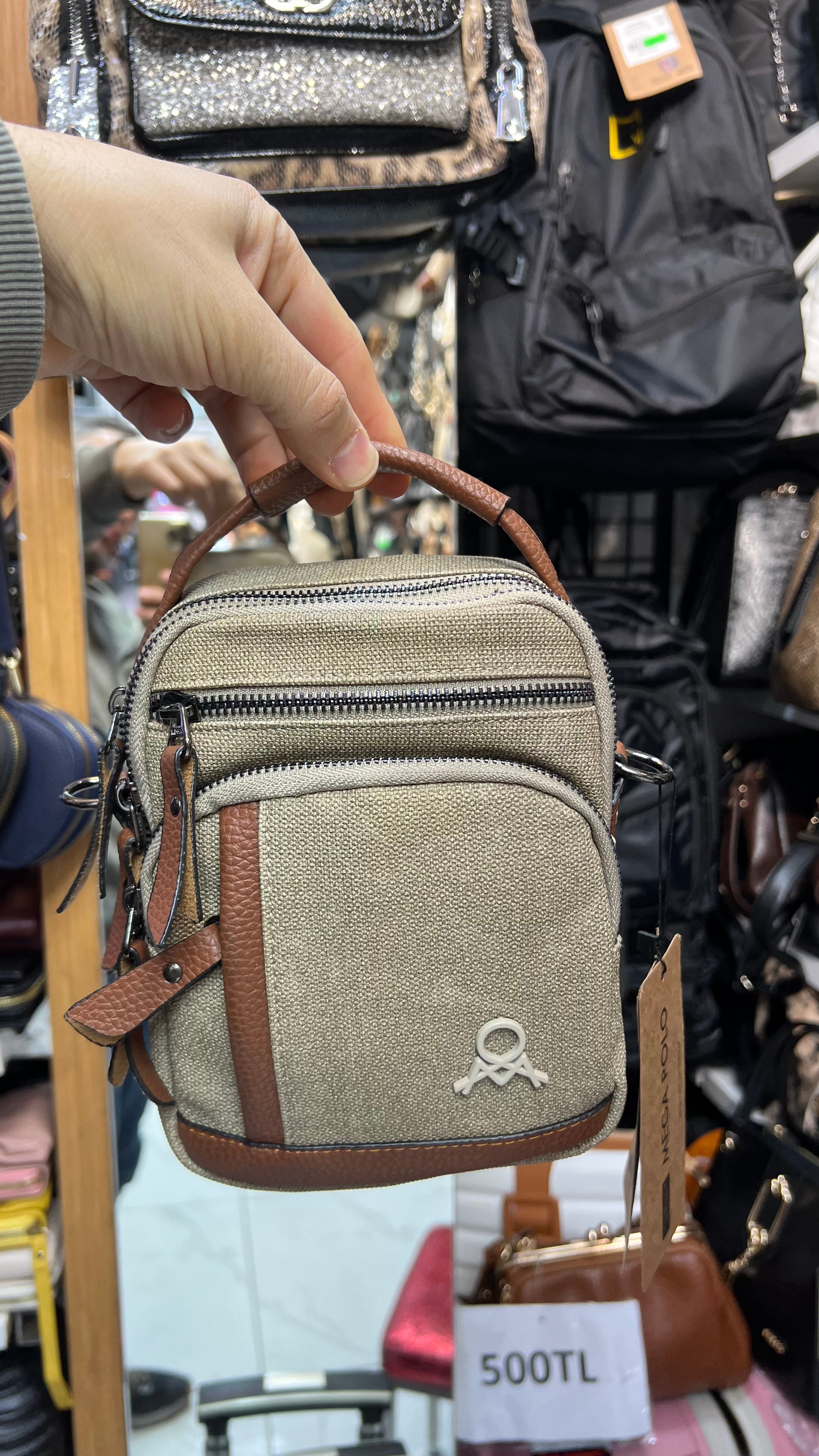 414 erkek el çantası bej taba 