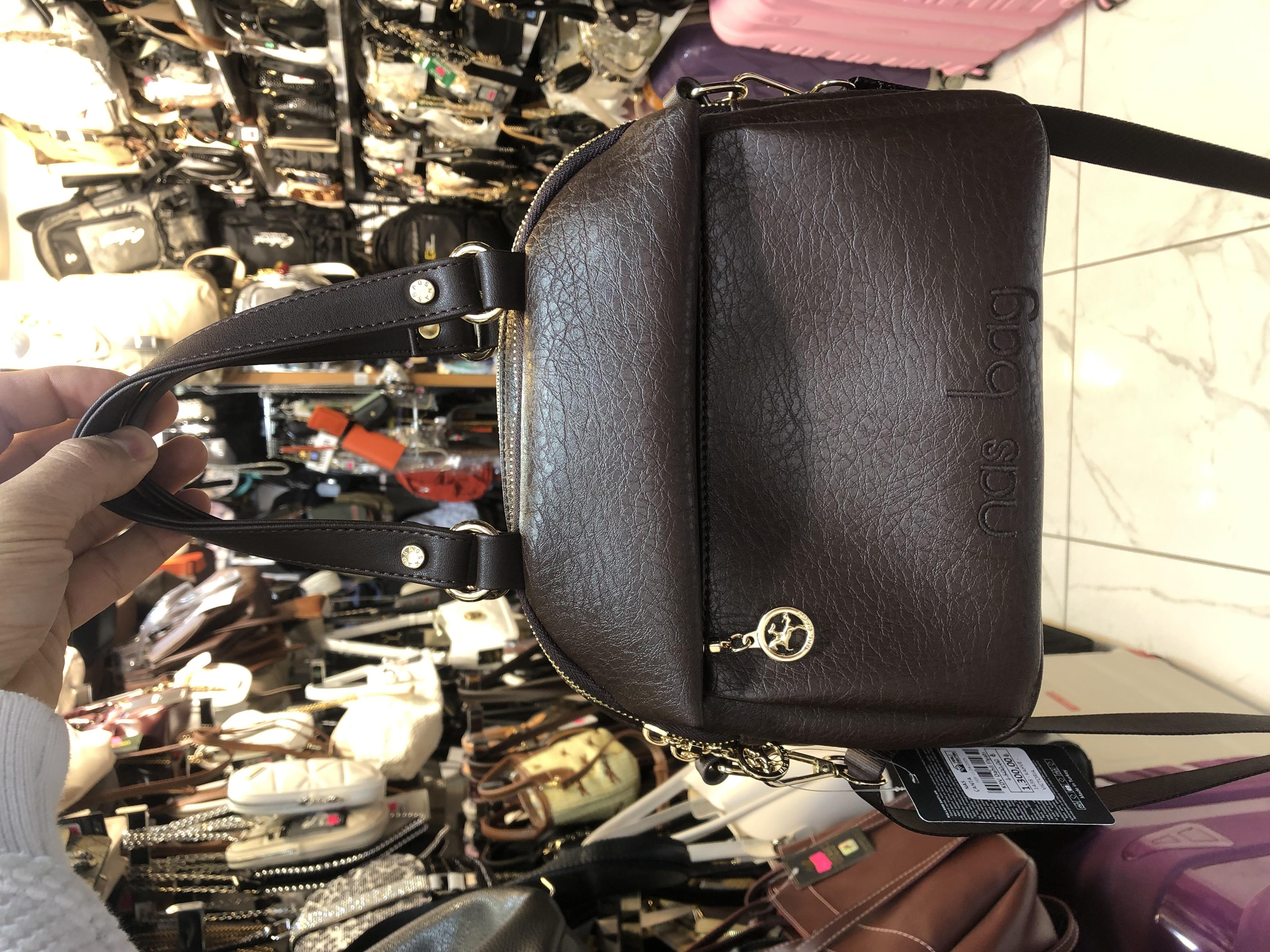 Acı kahve çok gözlü el ve çapraz askılı kadın çantası ebat 20cm27