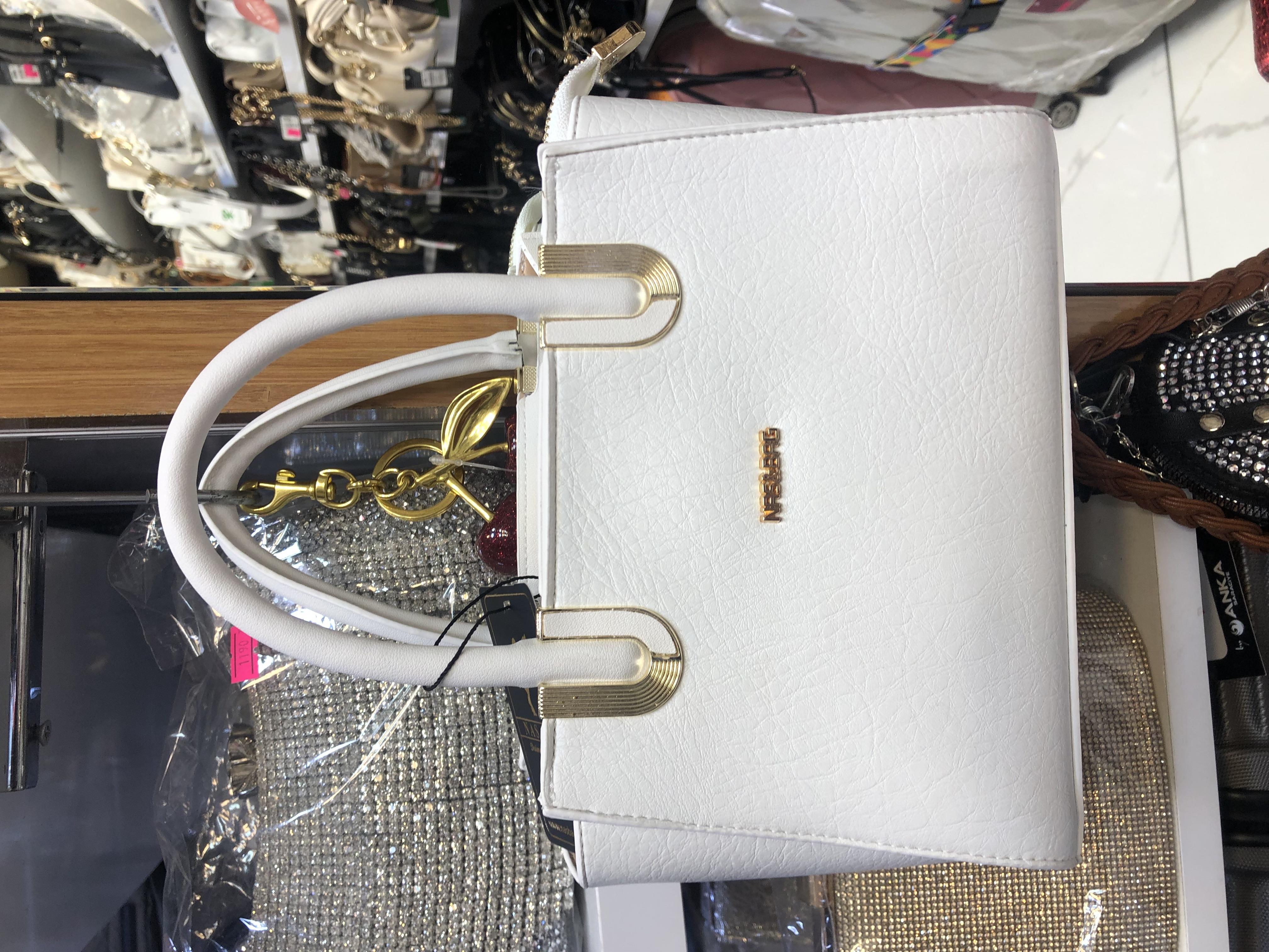 Beyaz kadın çanta Nas Bag Kadın Midiboy Şık Üç Bölmeli El ve Çapraz Çanta Siyah Lazer (23x17 cm