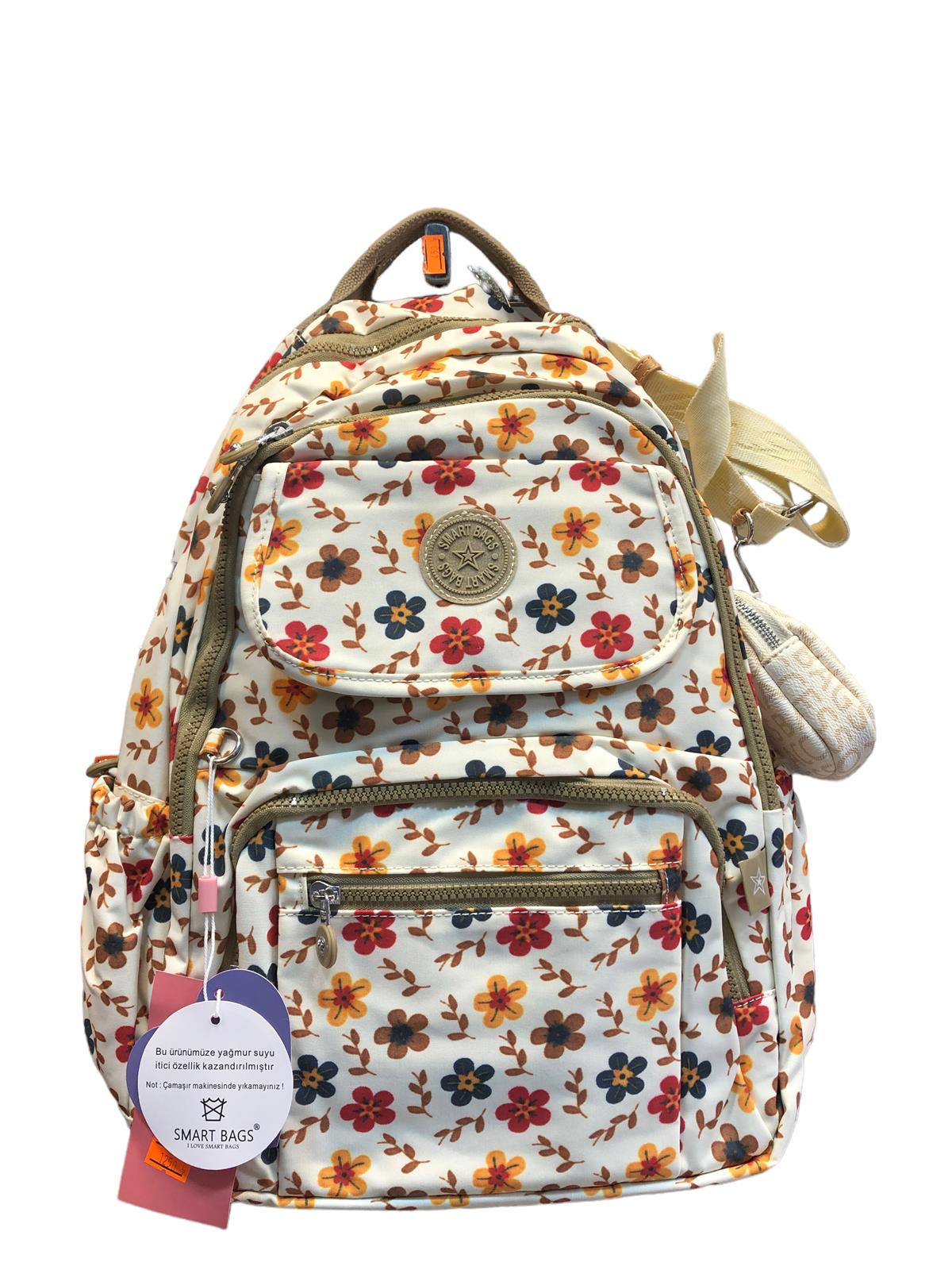 Günlük ve okul çantası smart bags su geçirmez çiçekli okul çantası desenli  |elizabell.com.tr