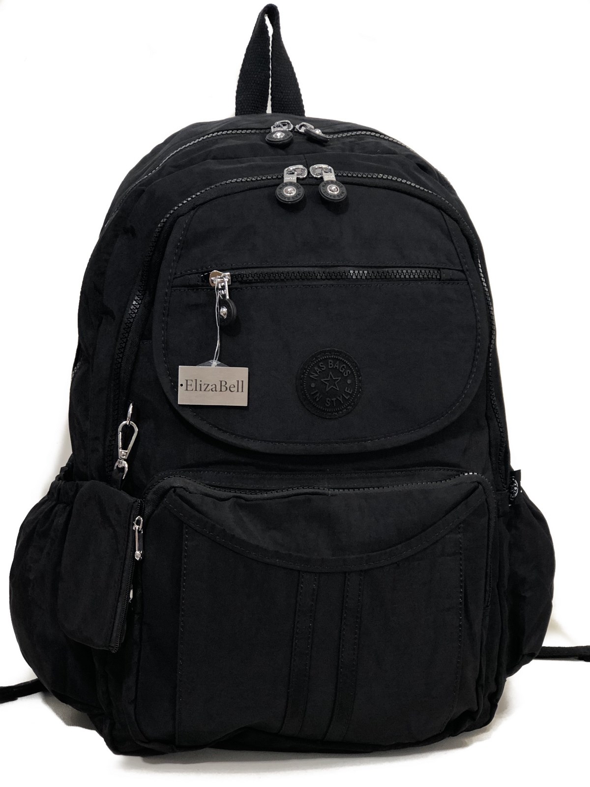 Kadın sırt çantası ve okul çantası krinkıl kumaş ebat 45cm35cm siyah | elizabell.com.tr