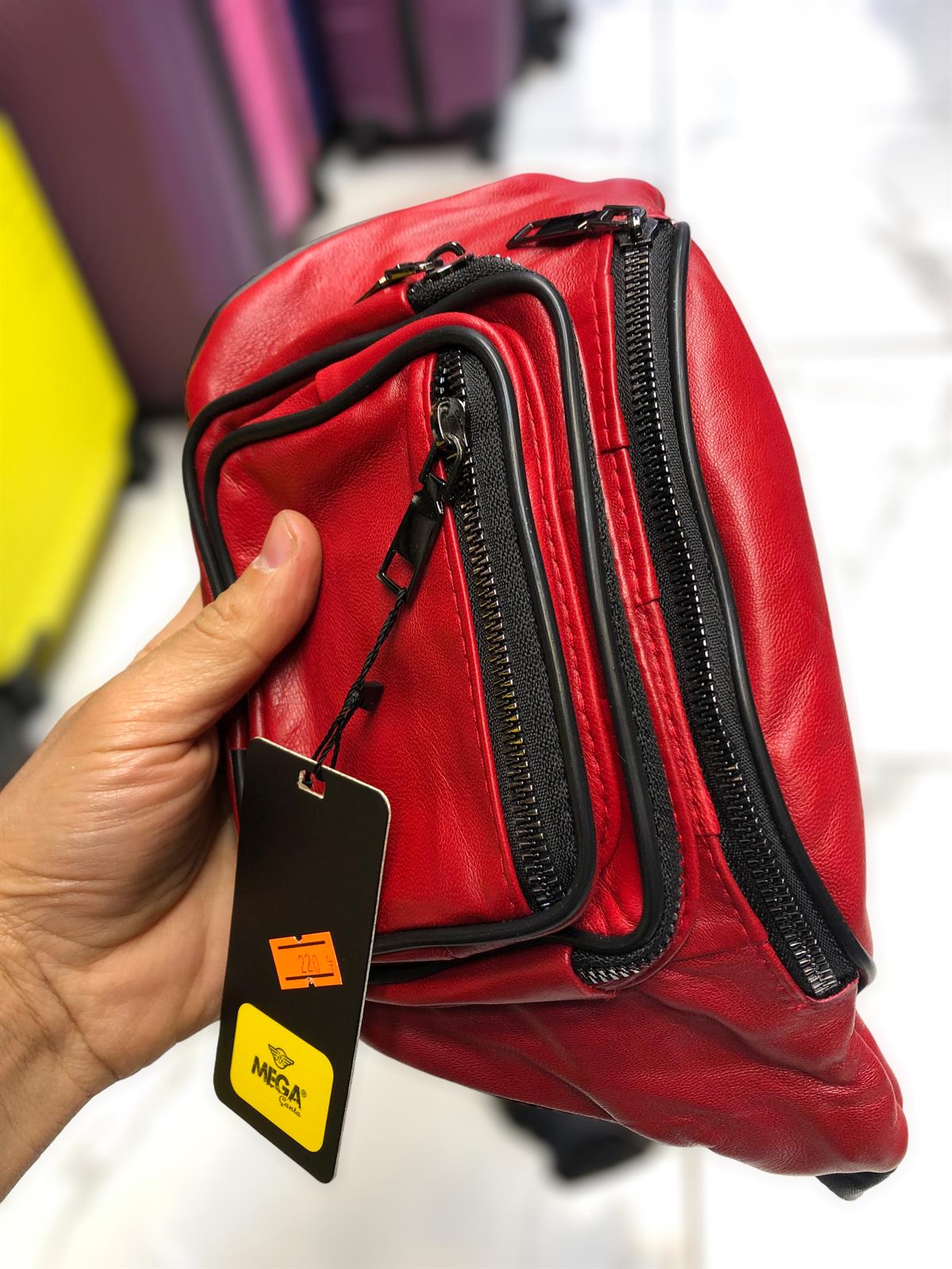 Kırmızı bel çanta Hakiki deri bel çantası yumuşak deri bel çanta free bek  28 cm 18 |elizabell.com.tr