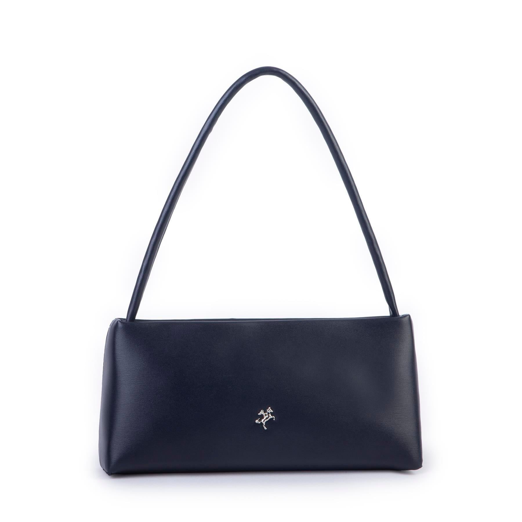 Nas Bag Kadın Basic Baget Omuz ve Çapraz Çanta Lacivert Kımera (27x12 cm )