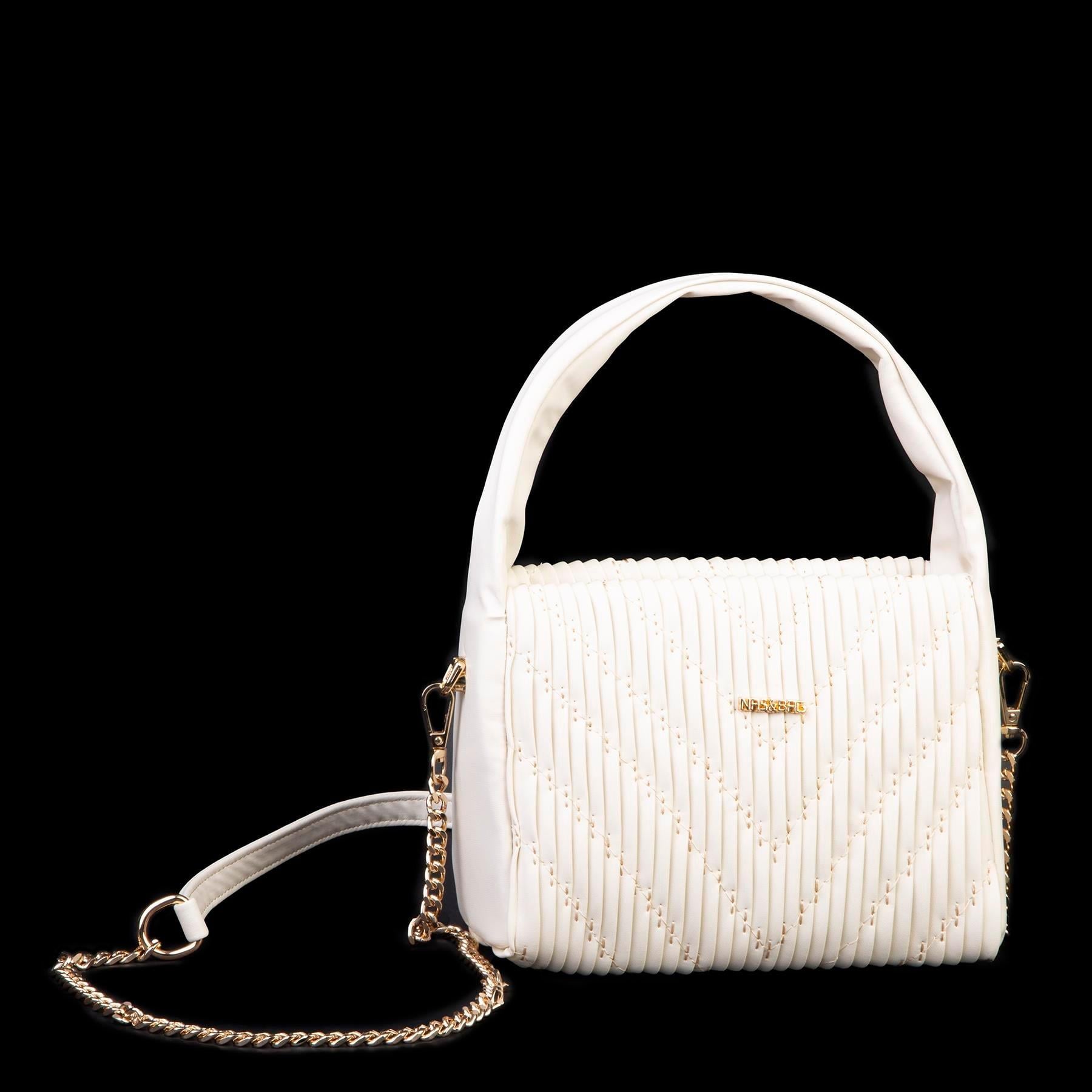 Nas Bag Kadın Mini Boy Omuz Çapraz ve El Çantası ( 19x15 cm) Beyaz