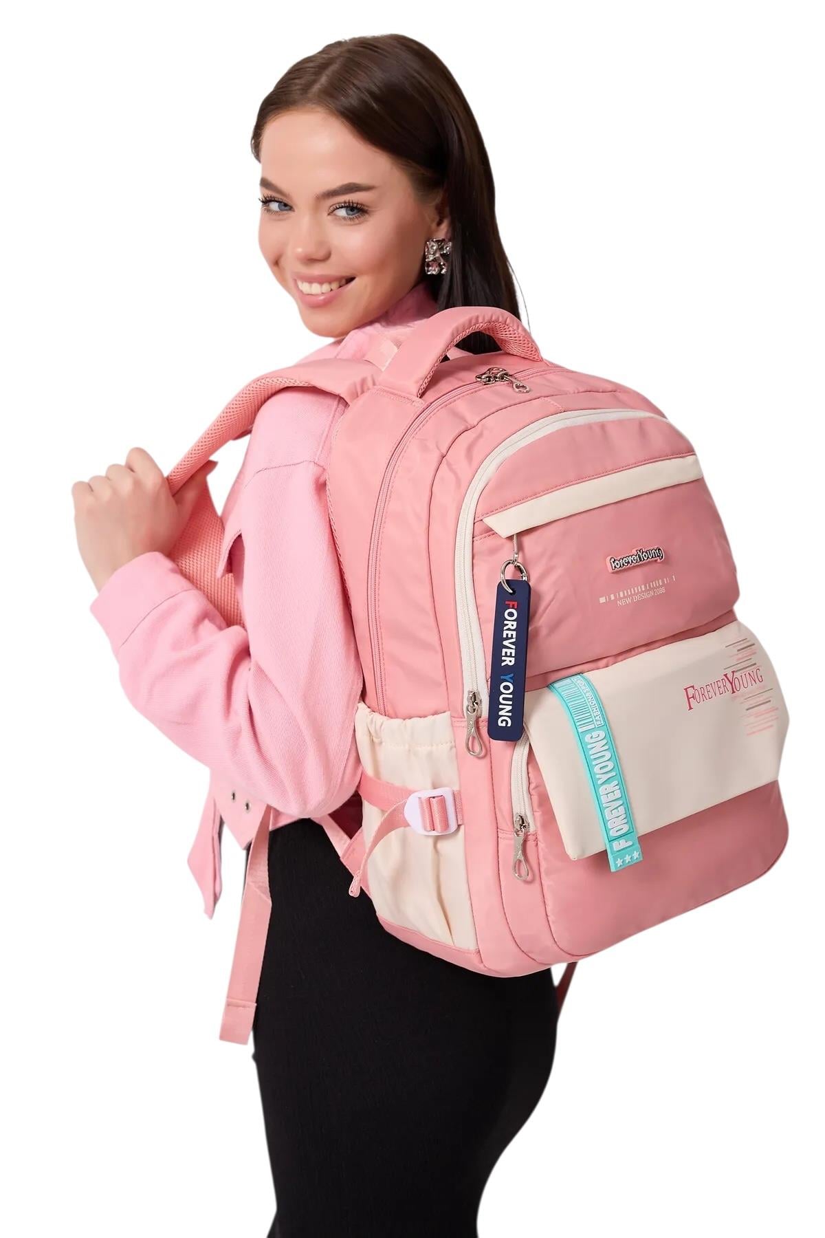 PEMBE Forever Young PARAŞÜT KUMAŞ YÜKSEK KALİTELİ SIRT ÇANTASI