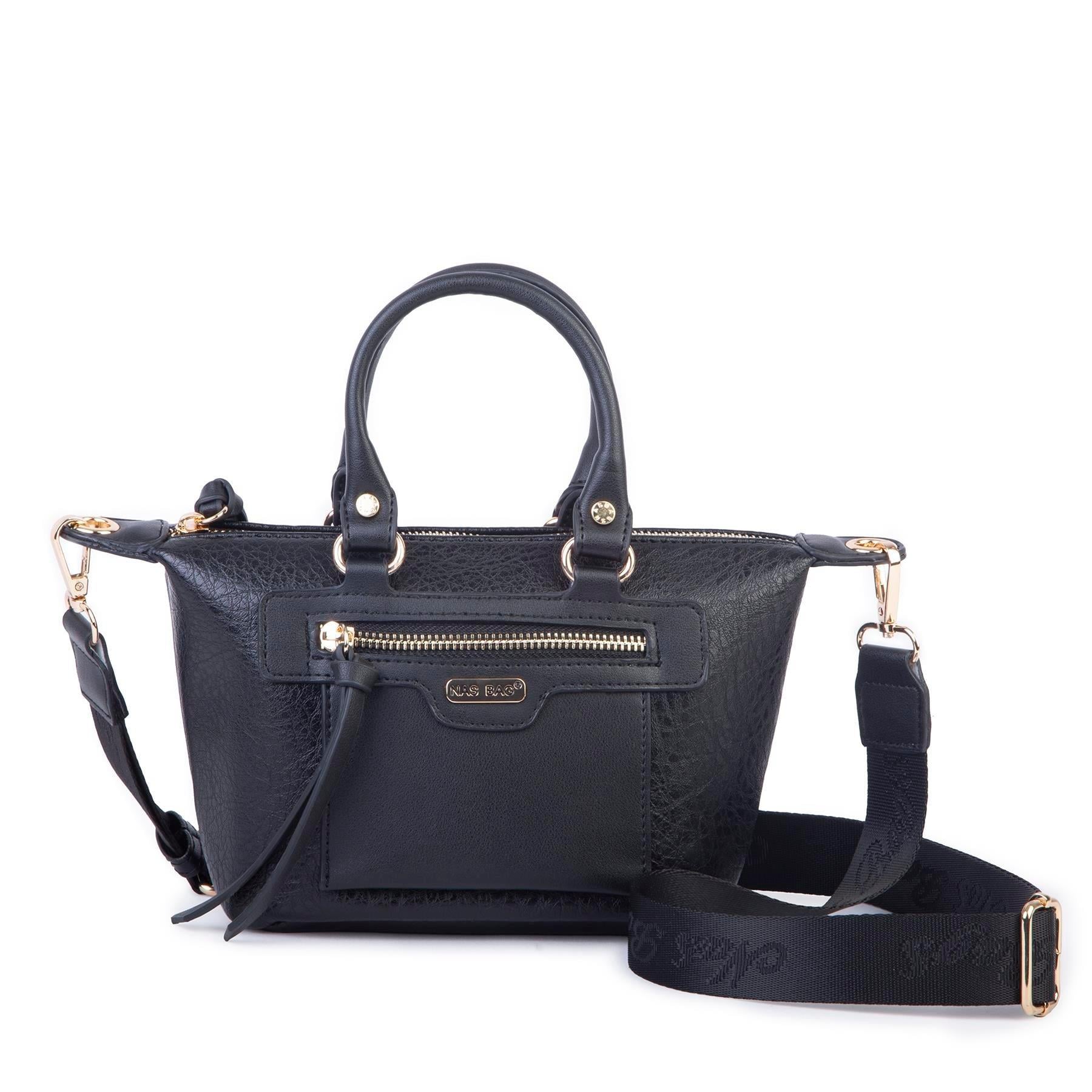 Siyah düz Nas Bag Kadın Mini El ve Postacı Çantası 