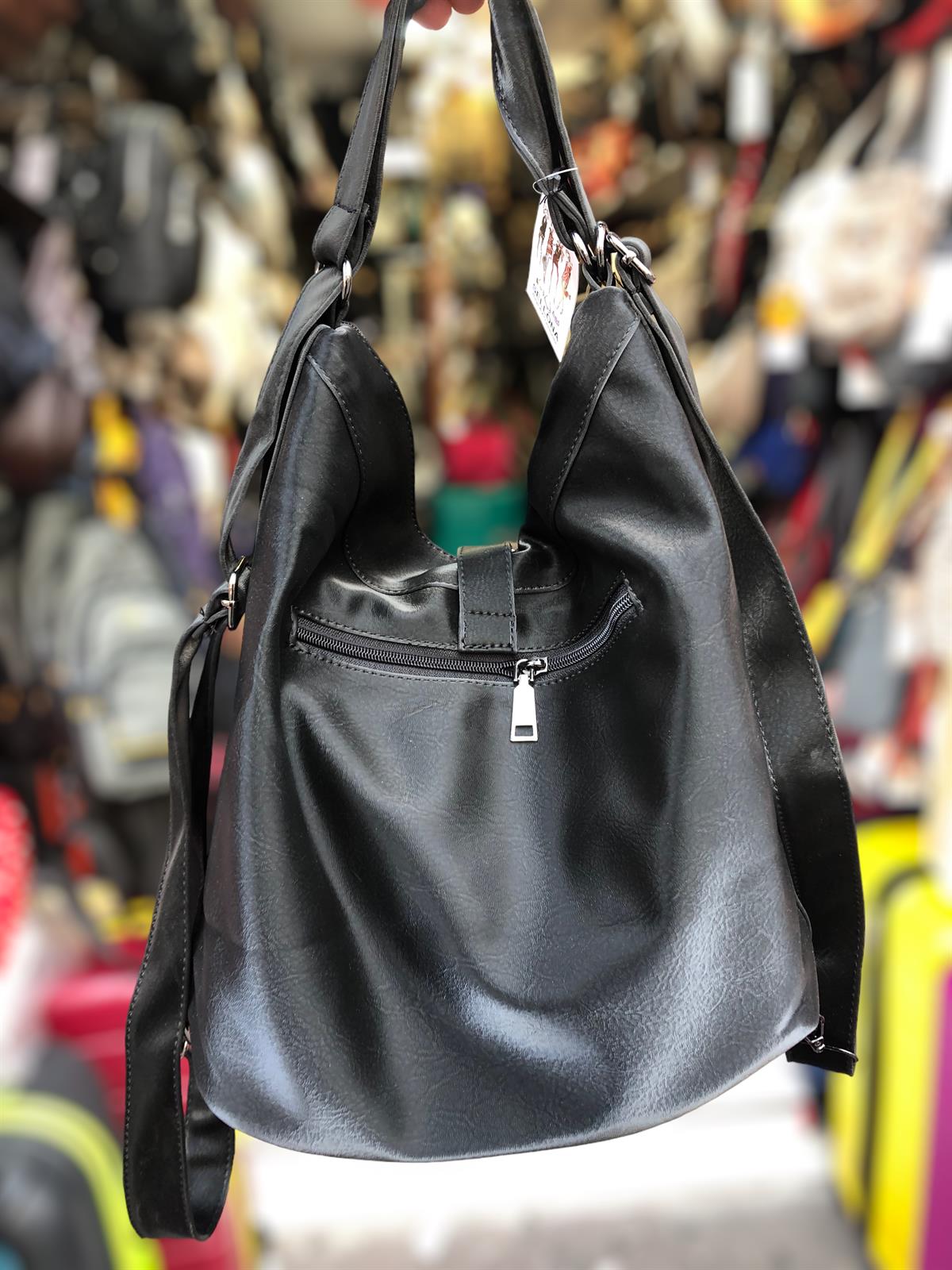 Siyah Kadın sırt ve kol çantası 34cm28 |elizabell.com.tr