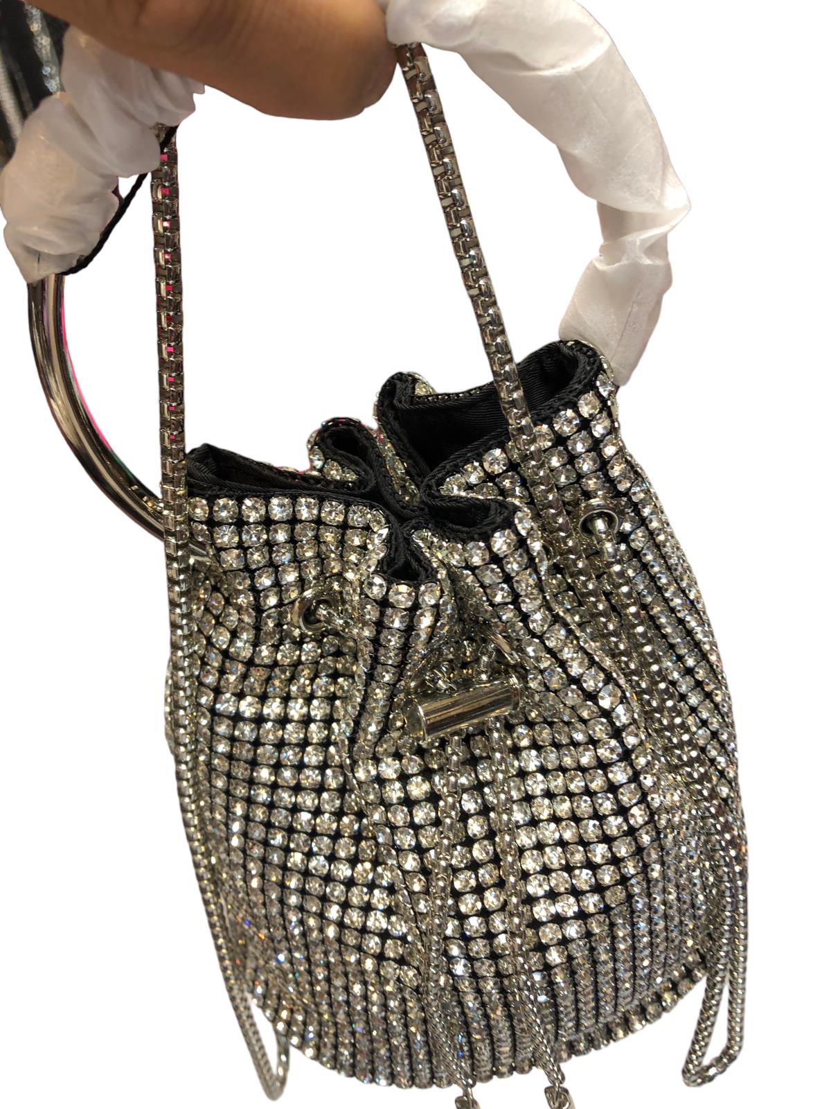 Siyah Taşlı abiye ve gece çantası 20cm17 |elizabell.com.tr