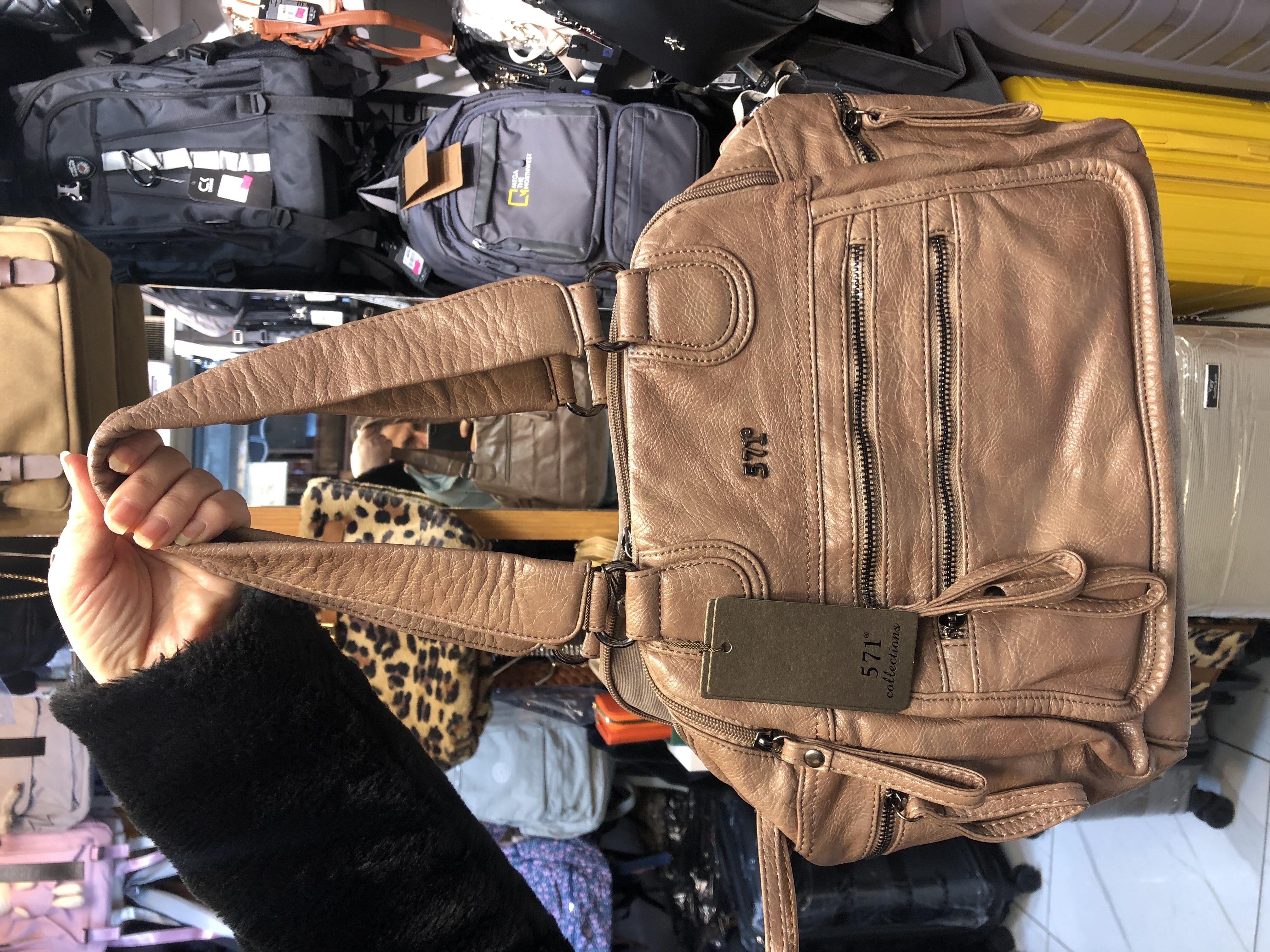 Vizon renk Suni Deri Çok Bölmeli Çapraz ve Omuz Çantası Siyah (Model: 571-9-12FF)
