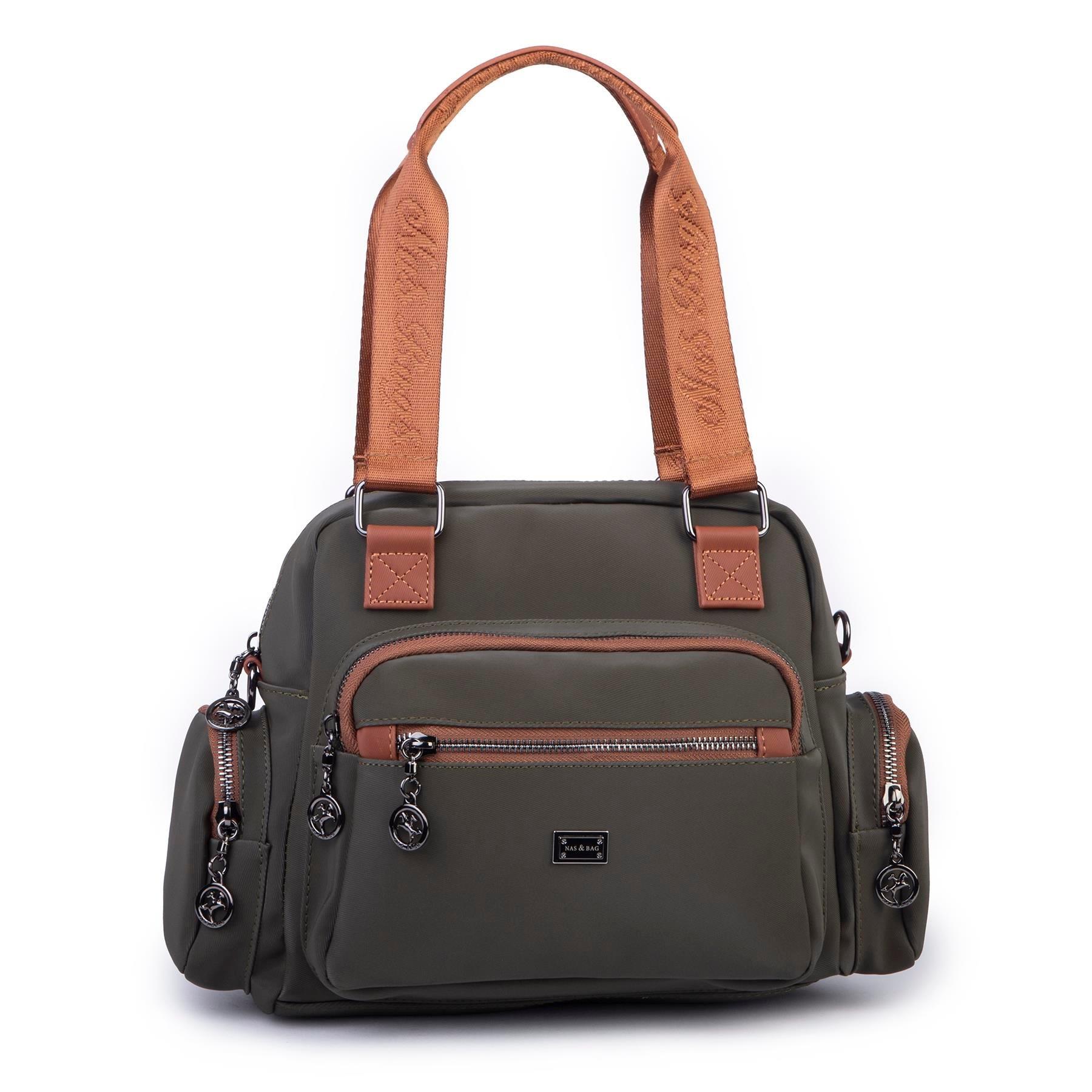 Yeşil Nas bags kadın kol ve çapraz askılı. Çok gözlü çanta 1402 ebat 27cm32  