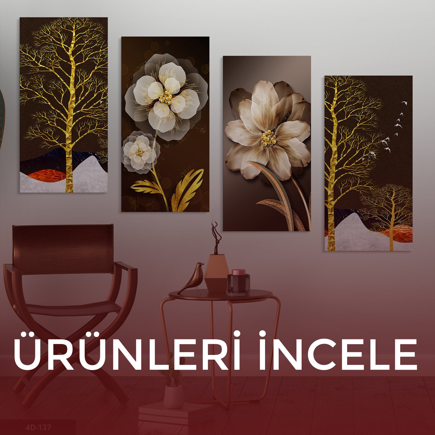 4 Parçalı MDF Tablolar