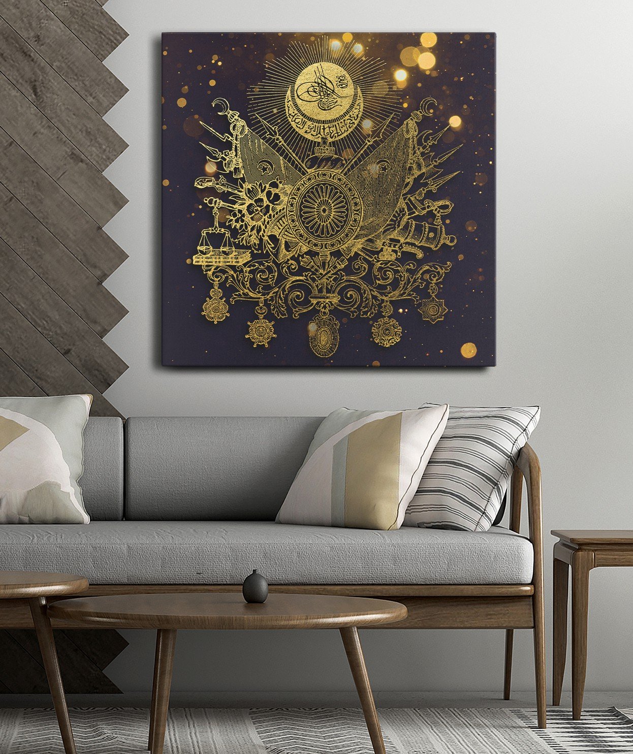 Osmanlı Arması Tek Parça Kare 65x65 Cm Kanvas - Canvas Tablo