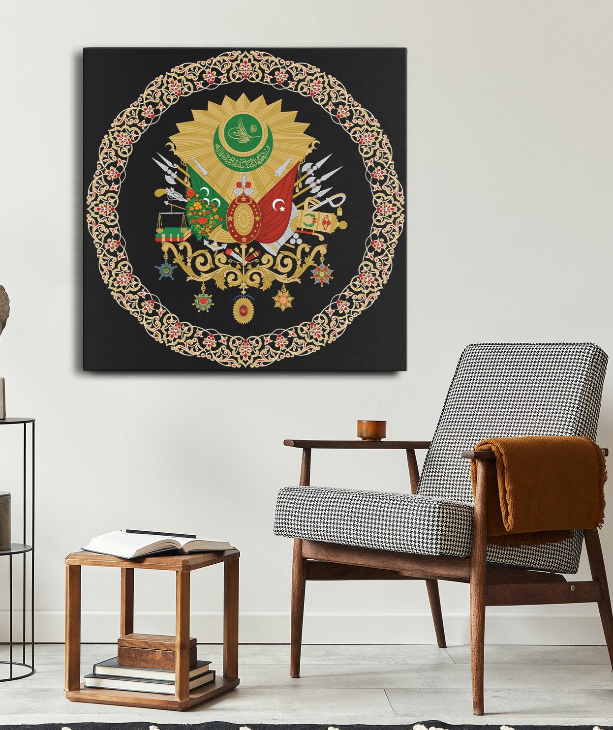Osmanlı Arması Tek Parça Kare 65x65 Cm Kanvas - Canvas Tablo