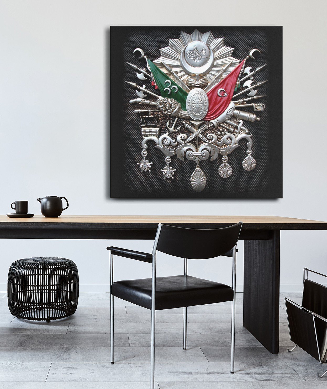 Osmanlı Arması Tek Parça Kare 65x65 Cm Kanvas - Canvas Tablo