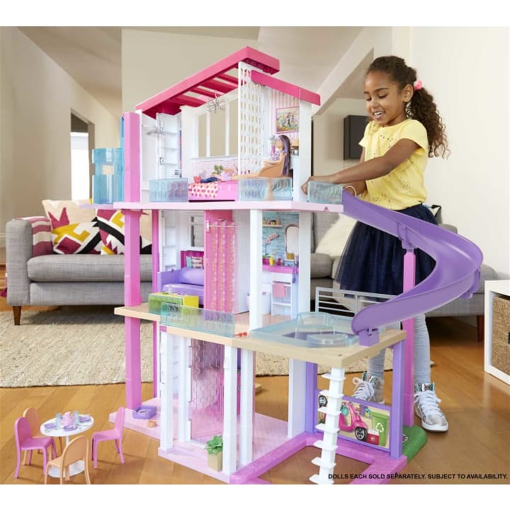 Barbie'nin Üç Katlı Rüya Evi ve Aksesuarları Oyun Seti, Havuzlu,  Kaydıraklı, Asansörlü Bebek Evi GNH53 Fiyatı ve Özellikleri