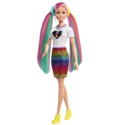 Barbie Leopar Desenli Saçlar Bebeği-Kız Oyun Setleri