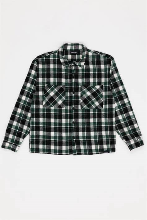 For You Man Ekoseli Çift Cep Yeşil Oduncu Gömlek For You Man Oversize Ekoseli Çift Cep Yeşil Oduncu Gömlek