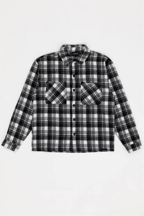 For You Man Ekoseli Çift Cep Siyah Oduncu Gömlek For You Man Oversize Ekoseli Çift Cep Siyah Oduncu Gömlek